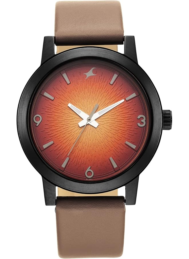 فاستراك ساعة رجالية أنالوج بمينا وسوار برتقالي 3245Nl02 - Image 1