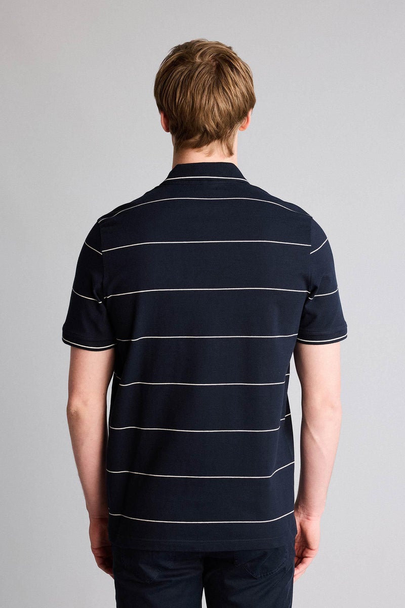 DeFacto Blue Man Striped Polo T-Shirt Casual - Image 5