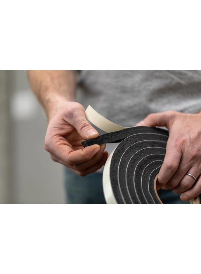 Duck Brand Self Adhesive Foam Weatherstrip Seal for Extra Large Gaps, 20 Total Feet, Window and Door Seal Strip Foam Tape, 3/8-Inch Wide x 5/16-Inch Thick x 10-Feet Long, 2 Rolls, Charcoal (285645) - Image 4