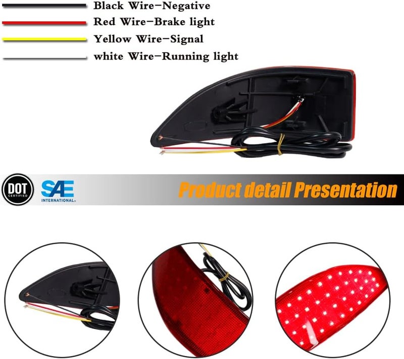 TurningMax 2pcs Red Lens LED Bumper Reflector Lights - Image 3