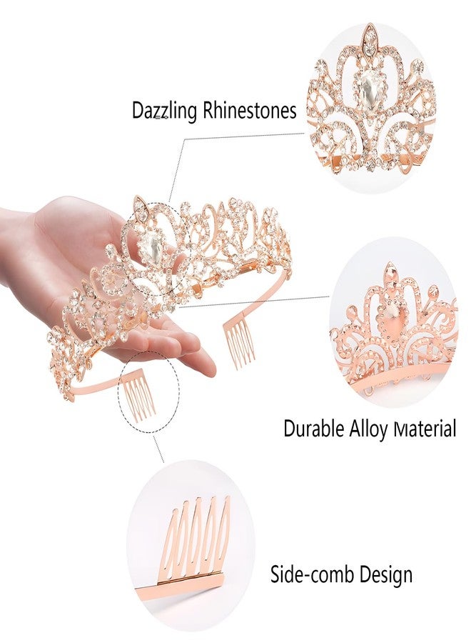 QIFU Bachelorette Party Decorations - 3pcs Bridal Shower Decorations include Bride to Be Crown Sash Veil for Women Bachelorette Hen Party Favors Accessories Wedding Decor Bridal Shower Gifts (Rose Gold) - Image 4