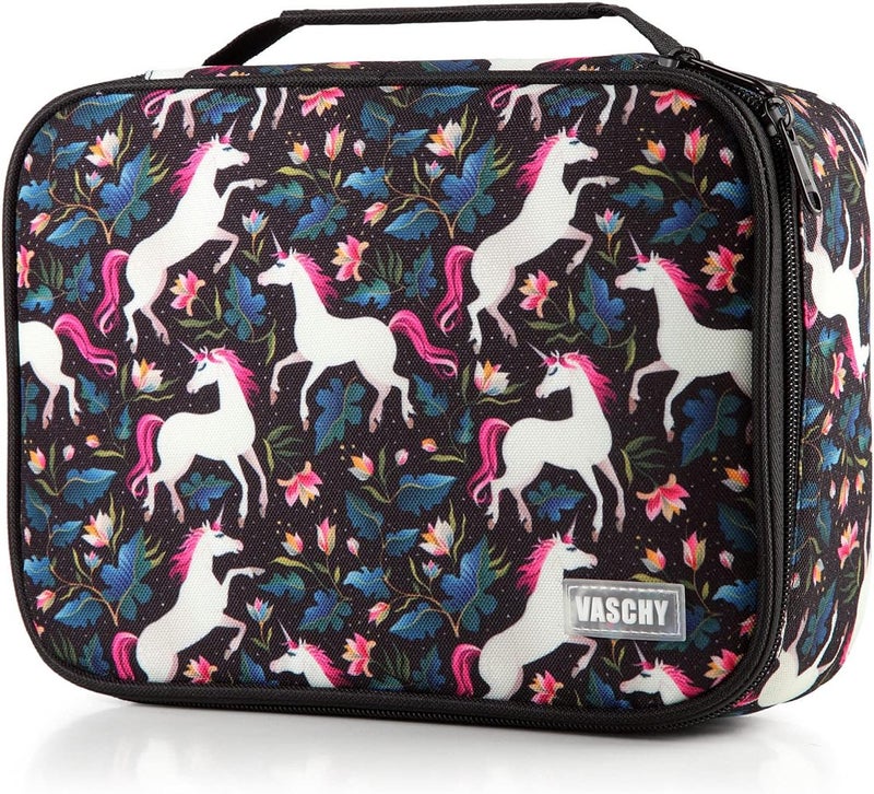 Vaschy Large Pencil Case, VASCHY Pencil Case with 3 Detachable Layers Multiple Zipper Pockets for School Office Stationary Organization, Black Unicorn, G - Image 1