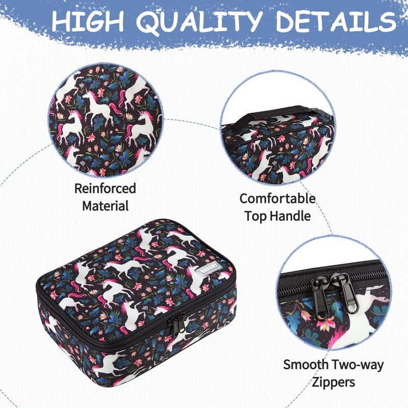 Vaschy Large Pencil Case, VASCHY Pencil Case with 3 Detachable Layers Multiple Zipper Pockets for School Office Stationary Organization, Black Unicorn, G - Image 4