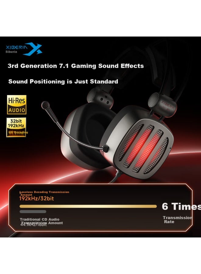 Xiberia S21max Dual Sound Card Smart Control Gaming Headset Computer Headset Earphone Chicken Eating Headset Gaming Headset With Wired Control Usb 7.1 Sound Effect Iron Silver Grey - Image 5