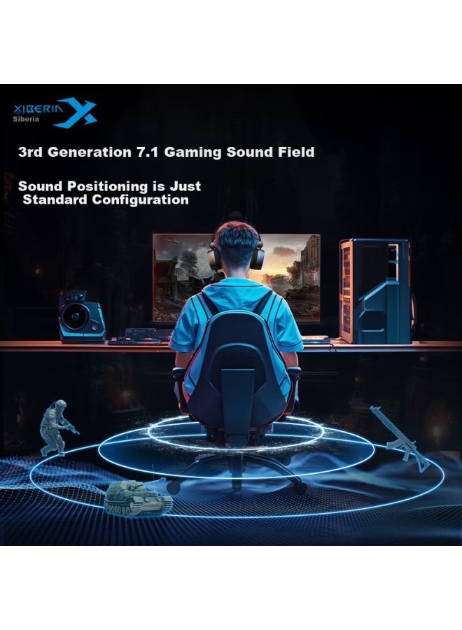Xiberia S21max Dual Sound Card Smart Control Gaming Headset Computer Headset Earphone Chicken Eating Headset Gaming Headset With Wired Control Usb 7.1 Sound Effect Iron Silver Grey - Image 3