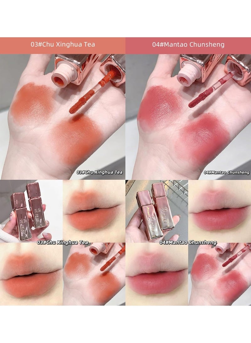 Gege Bear Lipstick Matte Velvet Collection | Airy Lip Mud Formula | Moisturizing Velvet Lipstick with Nude, Pink, Brown & Red Wine Colors | Long-Lasting Non-Sticky Finish | Liquid Long Stay | Smooth Smudge proof | Perfect Lightweight Feel Lipsticks For Women (03# Chu Xinghua Tea, 3g) - Image 2