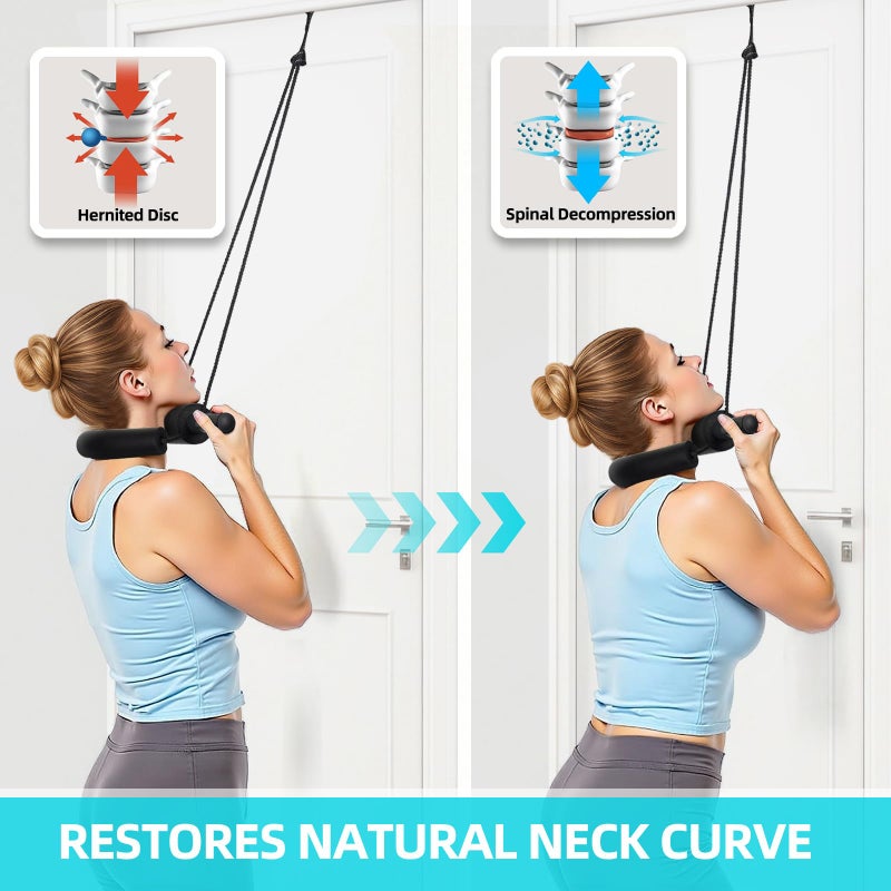 Comness Cervical Neck Traction Device for Home Use, Adjustable Neck Stretcher Strap Over Door for Pain Relief and Spinal Decompression, Restore Natural Curve of The Neck - Image 2