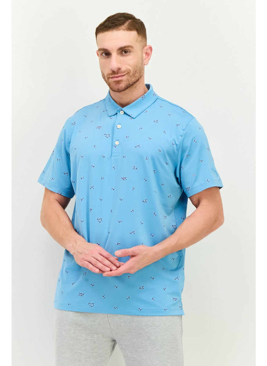 PUMA Men Sportswear Fit Short Sleeves Outdoors Polo Shirt, Turquoise  - Image 1