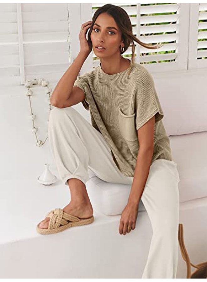 Women's Two Piece Outfits Sweater Sets Knit Pullover Tops and High Waisted Pants Tracksuit Lounge Sets - Image 5