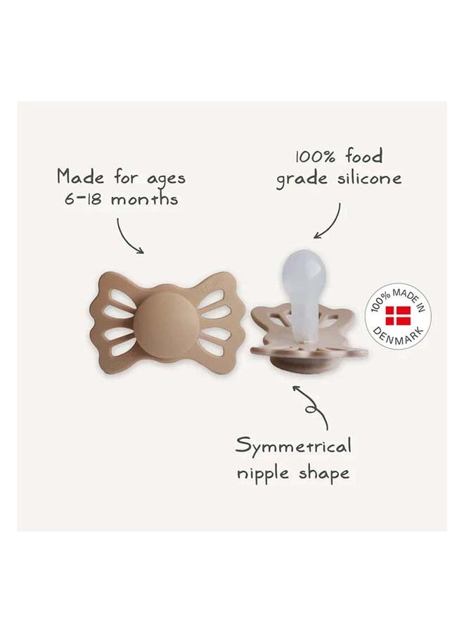 FRIGG Lucky Symmetrical Silicone Baby Pacifier 6-18M 1-Pack Honey Gold - Size 2 - Image 5