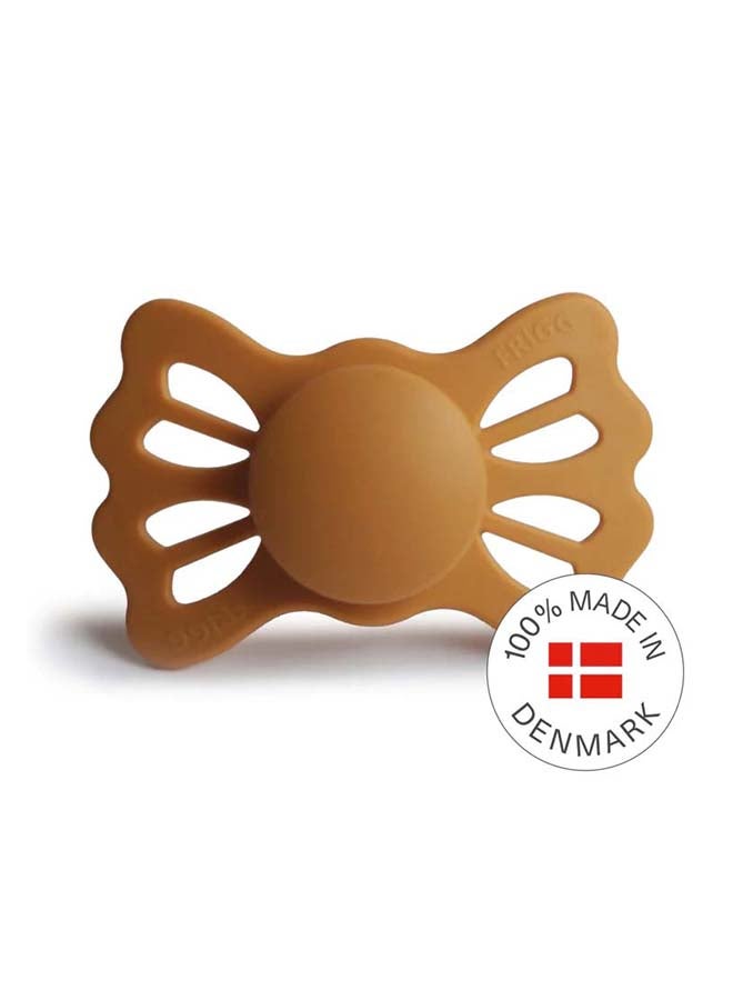 FRIGG Lucky Symmetrical Silicone Baby Pacifier 6-18M 1-Pack Honey Gold - Size 2 - Image 1