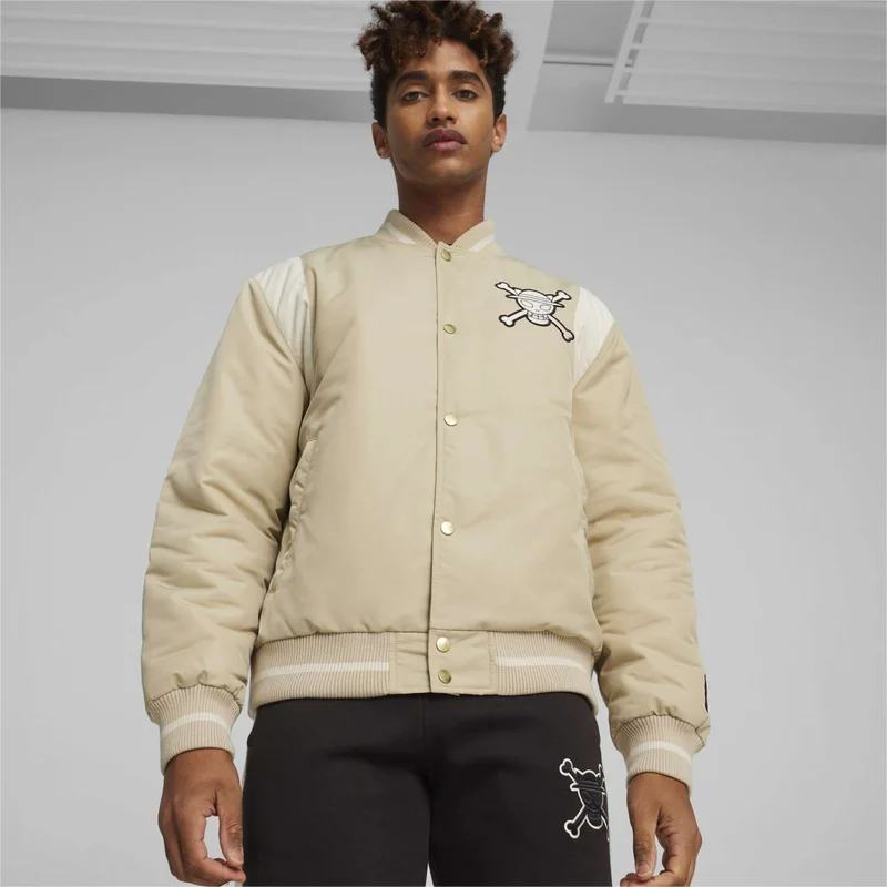 PUMA Men's Putty x One Piece Varsity Jacket Wv Beige Men's Sweatshirt