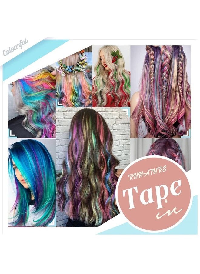 RUNATURE - Pink Tape in Hair Extensions Human Hair 12 Inch Colored Hot Pink Hair Extensions Tape in Remy Hair Skin Weft Tape in Extensions for Kids Highlight Party 20g/10pcs - Image 1
