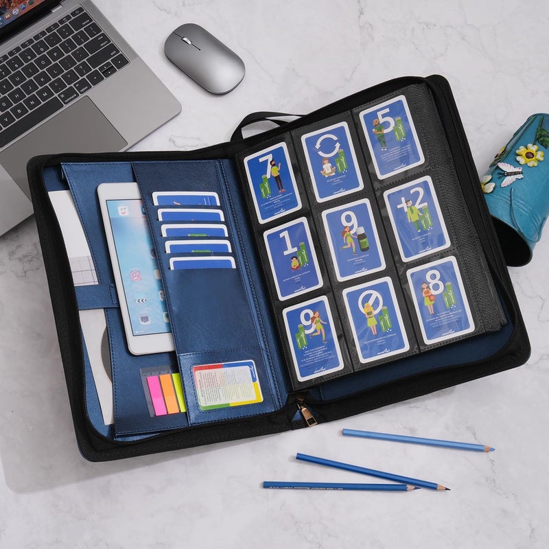 WONDERPOOL 9-Pocket Trading Cards Folder with Zipper for 540 Cards Leather PU Card Holder Folders Storage Albums 30 Side Loader Pages for MTG TCG Game Slim Sports Cards Collectible (Blue) - Image 4
