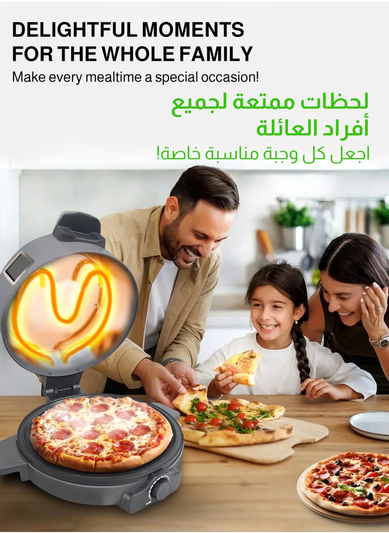 يو إل اتش واي سي فرن خبز البيتزا المقرمش - فرن خبز بيتزا كهربائي مقاس 12 بوصة، سطح داخلي لسهولة التنظيف، يسخن حتى 800 درجة فهرنهايت لإبداعات على طراز البيتزا في المنزل.  - Image 5