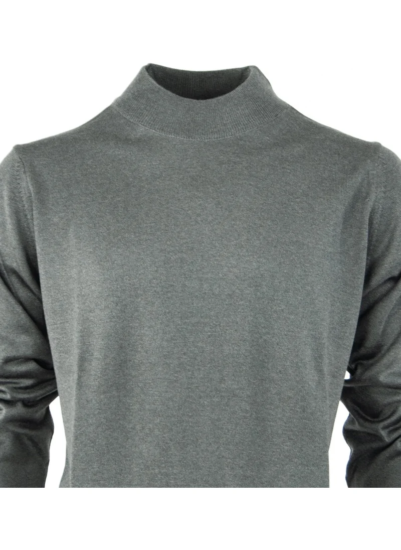 Oppland Men's Winter Solid Color Casual Cut Half Turtleneck Thin Wool Sweater