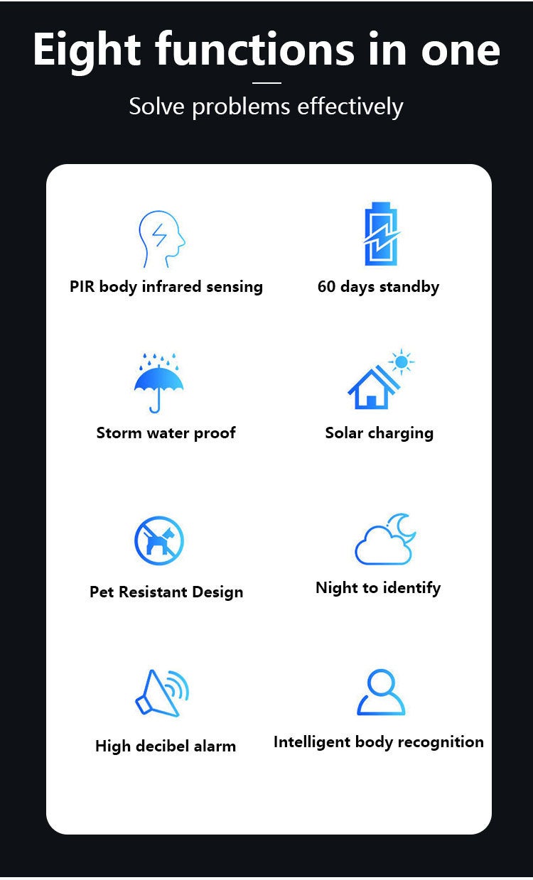 New Solar-Powered Alarm Light with Human Motion Sensor and Remote Control - Animal Deterrent Solar Alert Lamp - Image 5