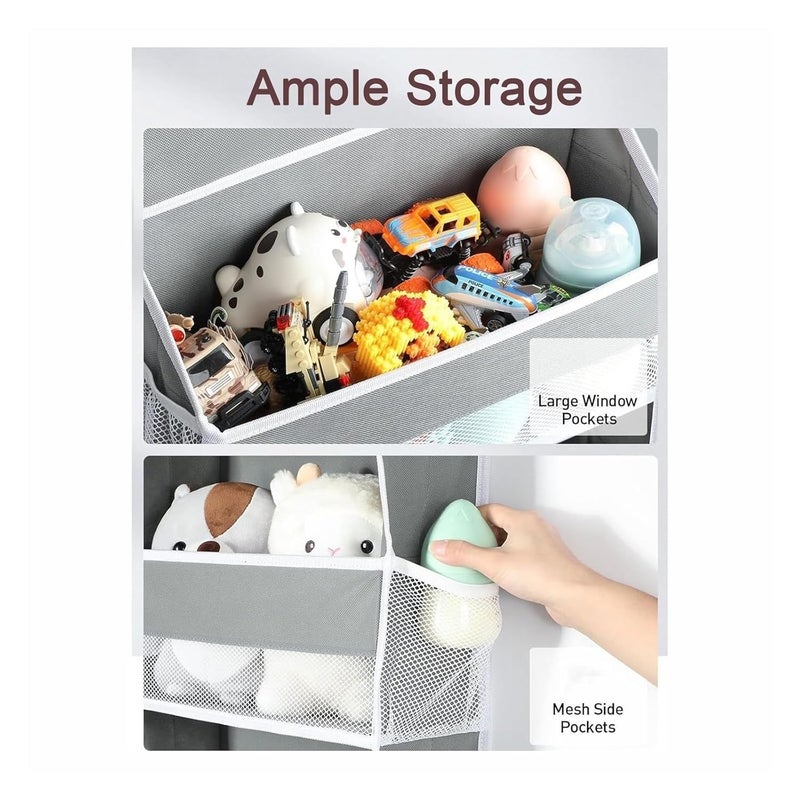 XBEY Over The Door Organizer with 5 Large Pockets 10 Side Mesh Pockets, Door Hanging Organizer for Bedroom, Wall Door Cloth Wardrobe Hanging Storage (Cream 5 Shelves Door Organizer) - Image 5