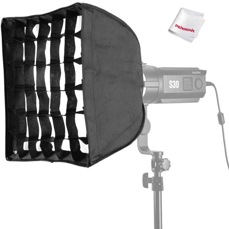 Godox SA-30 Softbox with Grid 30cmX30cm, for Godox S30 Focusing LED Video Light, W/Pergear Cloth - Image 4