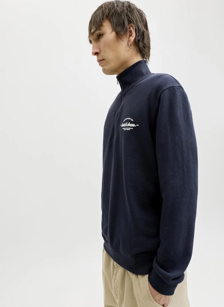 JACK & JONES  Logo half Zip High Neck Sweatshirt for Men | Best Price UAE