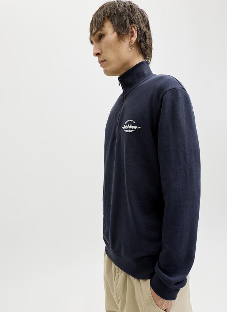 JACK & JONES Logo half Zip High Neck Sweatshirt - Image 3