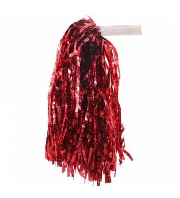 AK ANOLIHK® Metallic Cheerleader Pompoms Sports Dance Cheer Party Accessories Pom Poms Hand Flowers with Plastic Handle for Kids Adults Rooters,Cheering Squard,Cheering Team, Pack of 2 (RED New) - Image 2