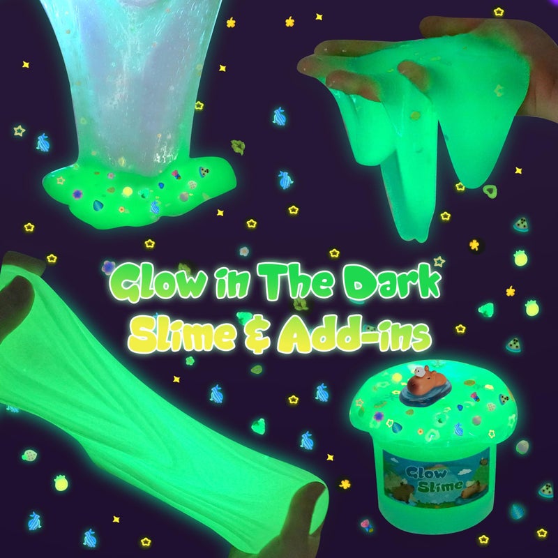 Joytry Capybara Slime Kit, 20oz Total, Slime Sensory Stress Relief Kit Includes 6 Different Texture Slimes, Glow in The Dark Slime with Cute Add-ins, ASMR, Perfect Slime Kit for Girls Ages 8-12 - Image 2