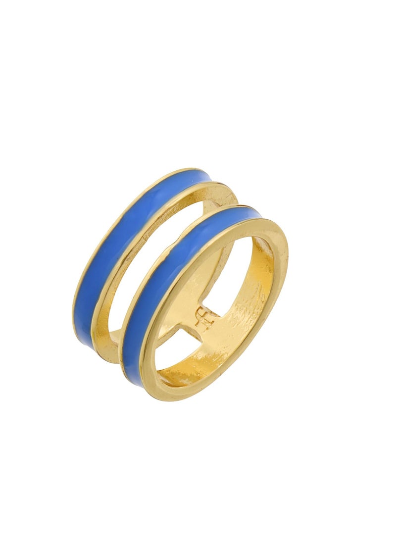 Tribal Enamel Double Ring Turquoise