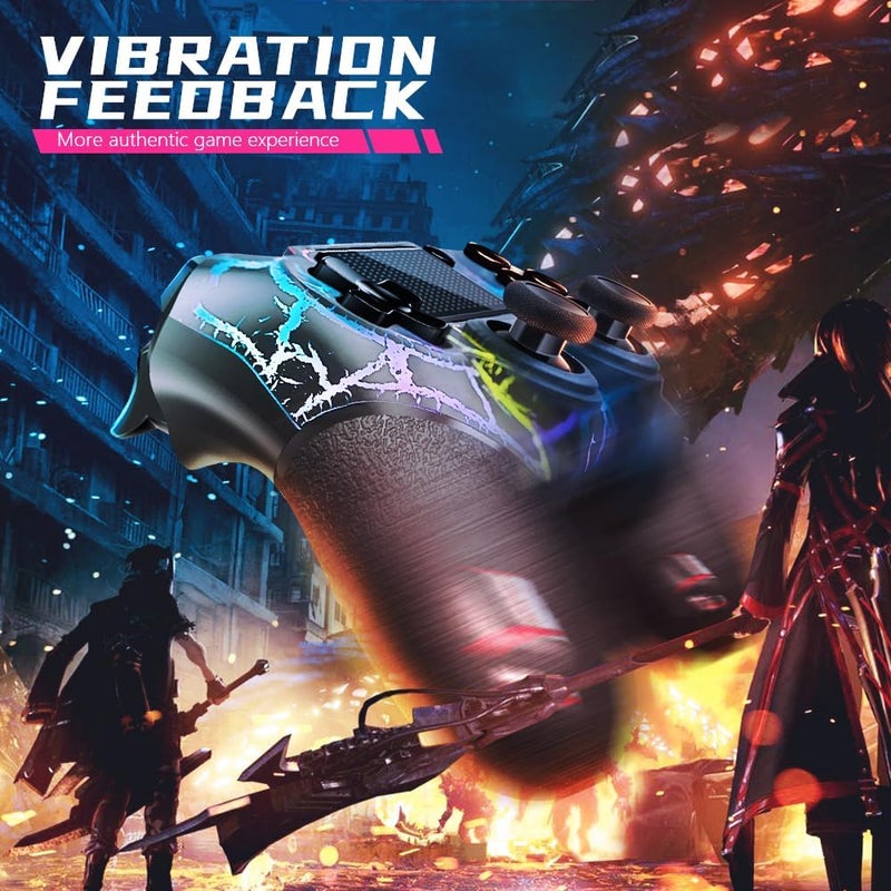 AceGamer OLED Controller for PS4，Wireless Controller with RGB light compatible with PS4/Slim/Pro/PC，Gamepad with Turbo/Dual Vibration/6-Axis Gyro Sensor/Touch Panel，Black Crack Custom Design - Image 4