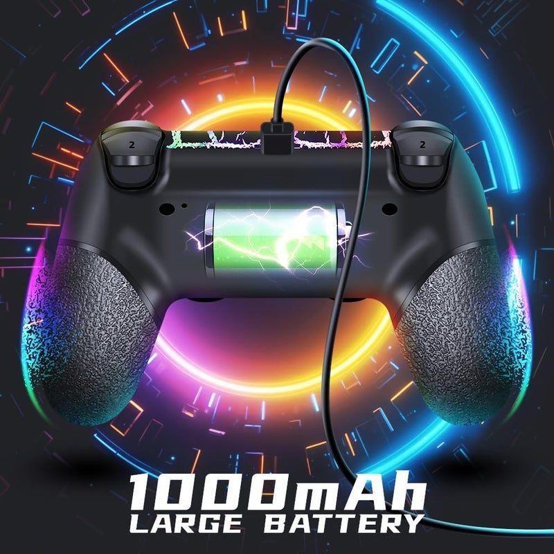 AceGamer OLED Controller for PS4，Wireless Controller with RGB light compatible with PS4/Slim/Pro/PC，Gamepad with Turbo/Dual Vibration/6-Axis Gyro Sensor/Touch Panel，Black Crack Custom Design - Image 3