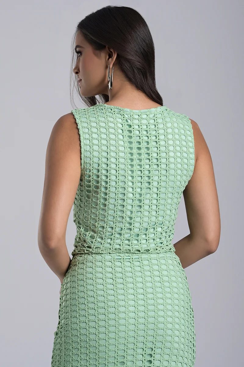 Carmen Steffens Green Sweet Herb Jacquard Knit Blouse