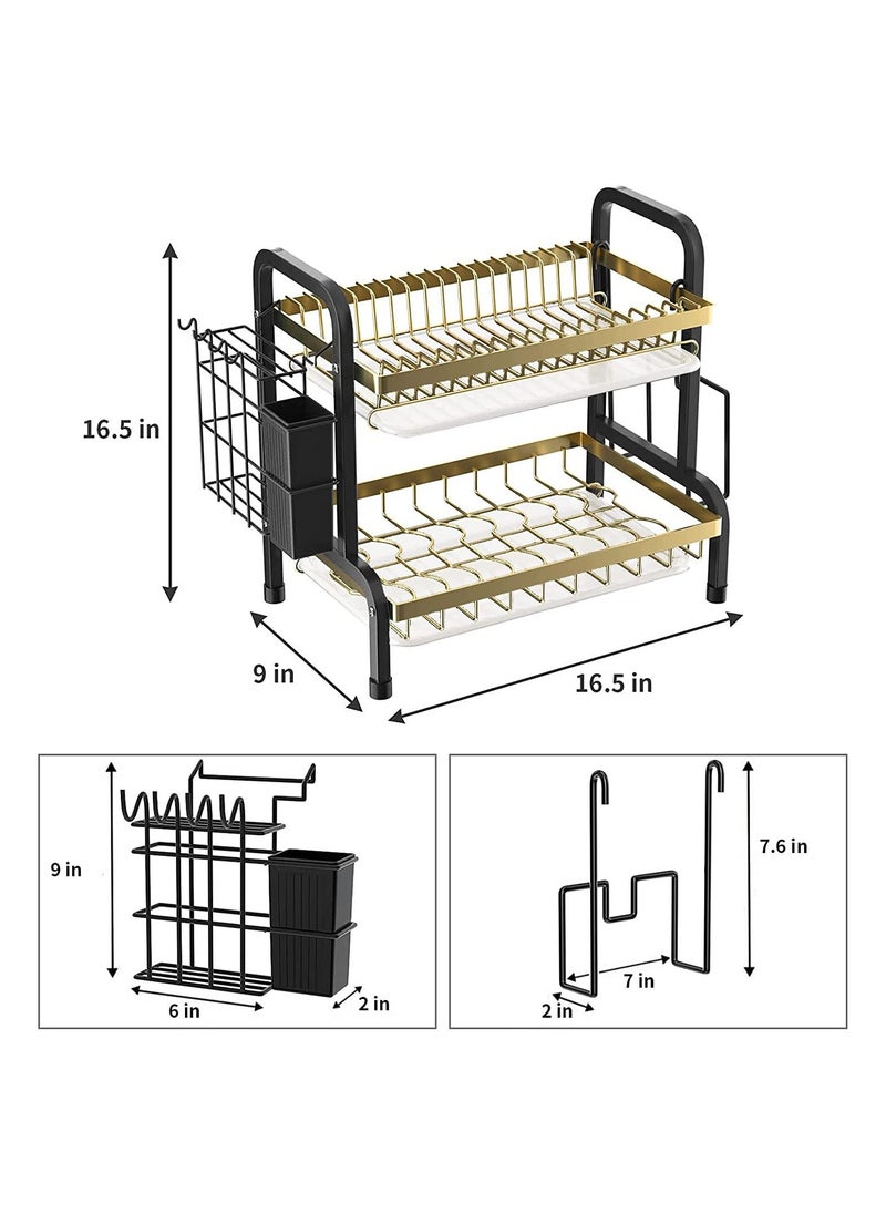 Dish Rack, 2 Tier Dish Rack Drainer Set, Large Anti-Rust Dishwasher with Drip Tray Knife Holder, Kitchen Dishwasher Cutting Board Holder Dishwasher Drying Rack for Counter (Black) - pzsku/Z3EB8821B46EE2567DA77Z/45/_/1689822356/220ffd11-c72a-4f34-9ecd-af5217cc4f6d