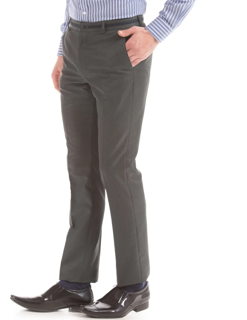 Arrow Charcoal Flat Front Tapered Fit Trousers for Men | Best Price UAE