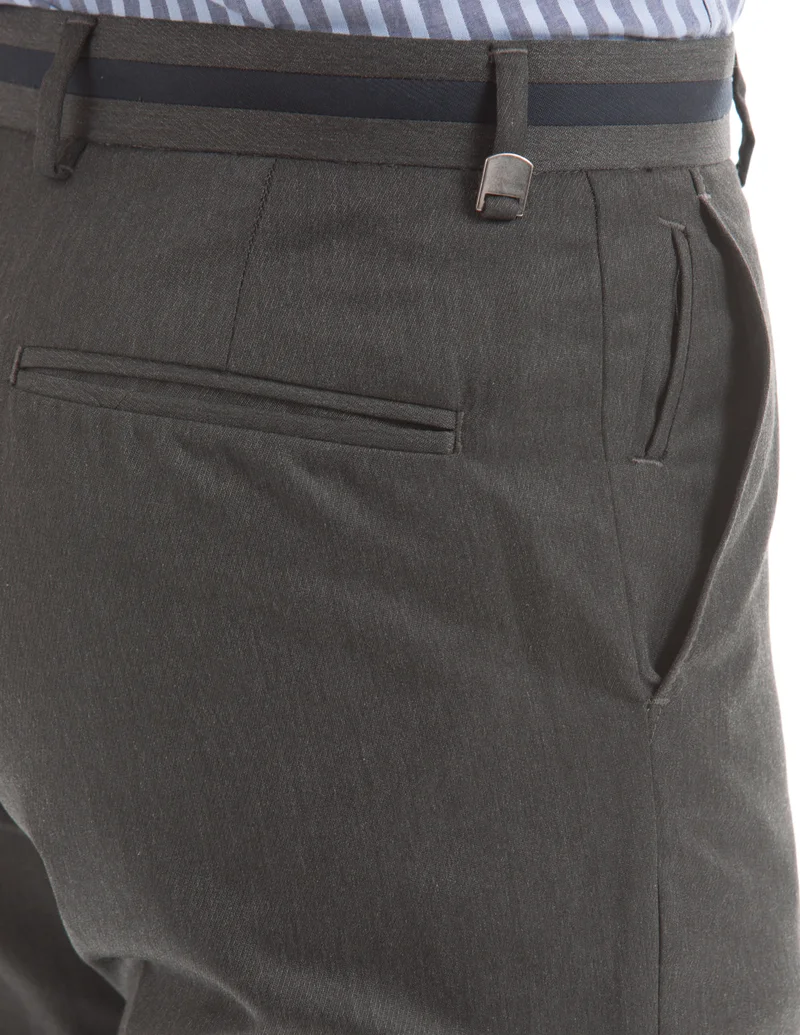 Arrow Charcoal Flat Front Tapered Fit Trousers for Men | Best Price UAE