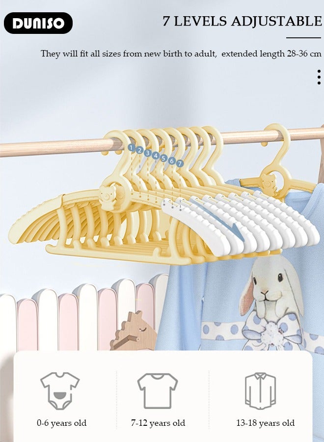 DUNISO 20 PCS Baby Clothes Hangers, Extendable Infant Hanger, Stackable Non Slip Children Hanger, Adjustable Plastic Kids Hangers for Girl Boy Toddler Infant Nursery Clothing  - Image 3