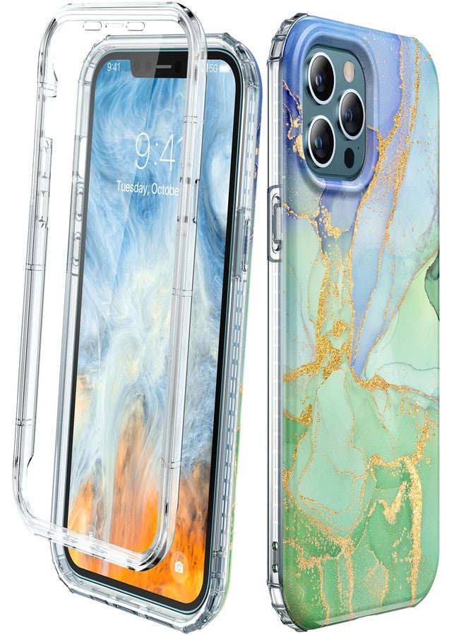 Miracase Designed for iPhone 12 Pro Max Case, Full Body Rugged Case with Built-in Touch Sensitive Anti-Scratch Screen Protector, Soft TPU Case Compatible with iPhone 12 Pro Max 6.7", Gilt Green - Image 1