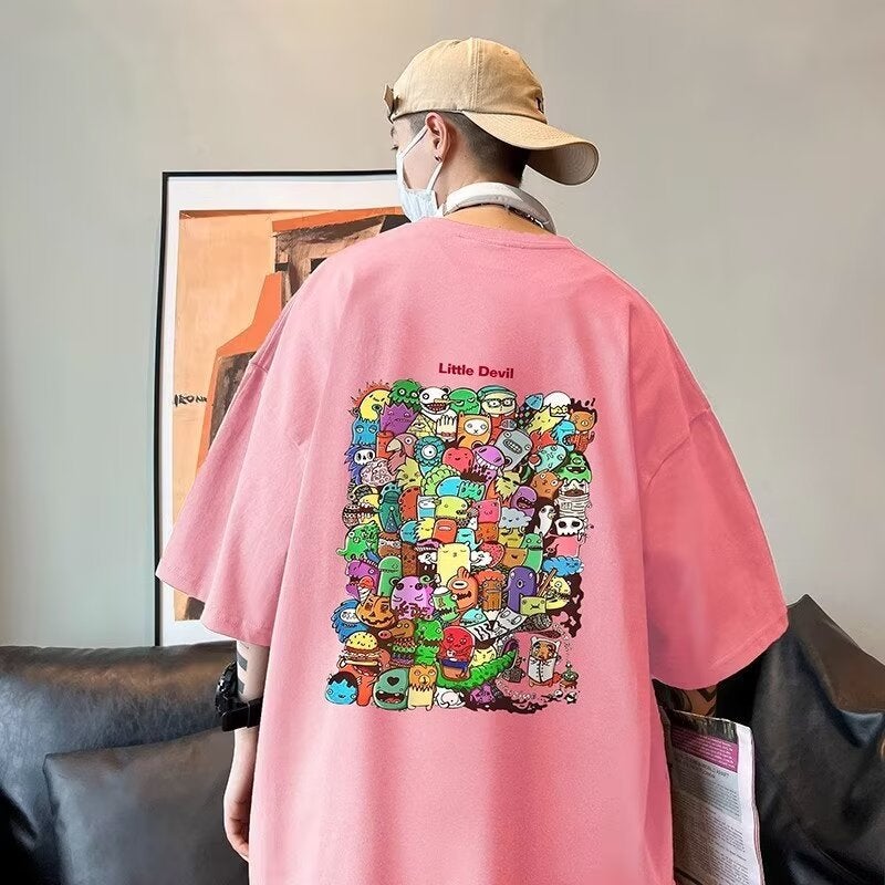 Style Hip Hop Street Cotton Short-Sleeved T-Shirt Men'S 2024 Summer Personality Versatile Fun Printed Heavy Top - Image 5