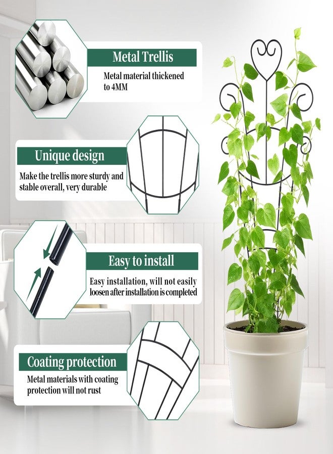 OYOEETD 30Inch Plant Trellis for Climbing Plants Indoor, Outdoor Metal Garden Trellis for Potted Plants, Houseplant Plant Support Indoor Outdoor for Ivy Pothos Monstera Hoya Flower Vine Black Heart 2 Pack - Image 3