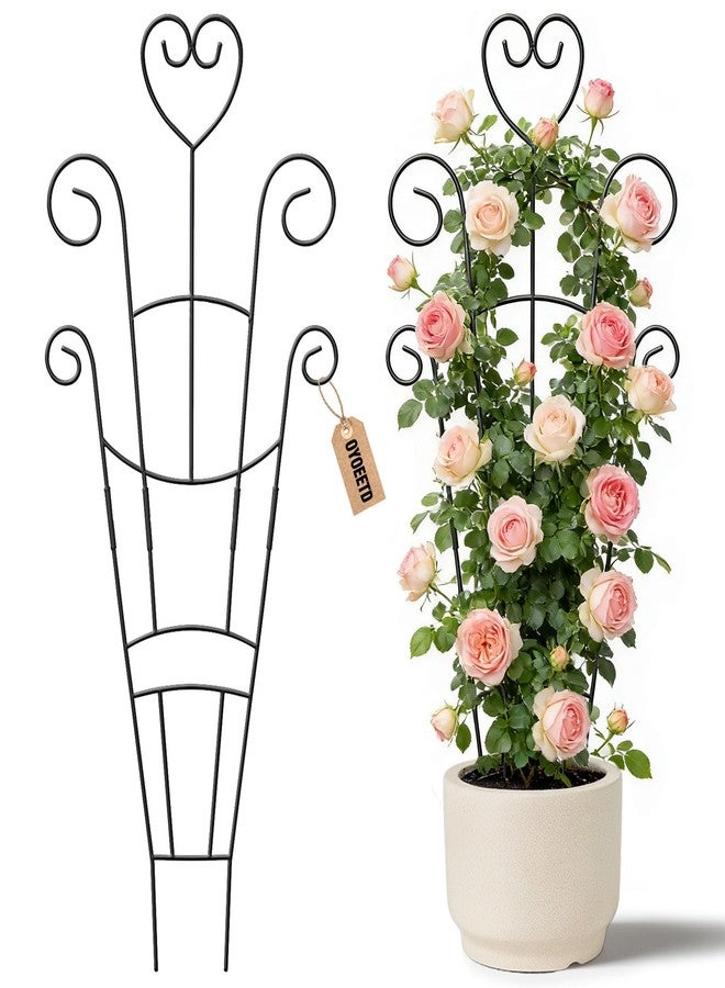OYOEETD 30Inch Plant Trellis for Climbing Plants Indoor, Outdoor Metal Garden Trellis for Potted Plants, Houseplant Plant Support Indoor Outdoor for Ivy Pothos Monstera Hoya Flower Vine Black Heart 2 Pack - Image 1