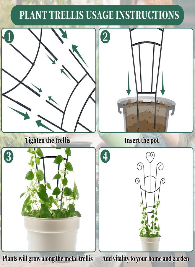OYOEETD 30Inch Plant Trellis for Climbing Plants Indoor, Outdoor Metal Garden Trellis for Potted Plants, Houseplant Plant Support Indoor Outdoor for Ivy Pothos Monstera Hoya Flower Vine Black Heart 2 Pack - Image 5