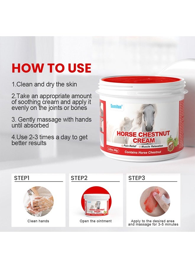 Sumifun - Horse Chestnut Cream, Heating Extra Warming Joint Massage Gel Muscle Recovery,Cold Compress Gel for Relieving Repair Shoulder Neck Lumbar Spine and Leg Pain Protection Joint-80g - Image 1