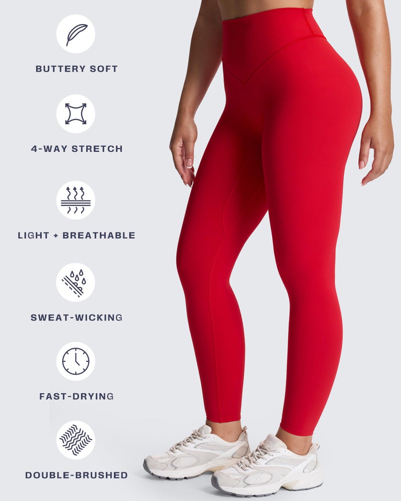 Aoxjox High Waisted Workout Metamorph Breeze Leggings for Women Tummy Control Buttery Soft Yoga Pants 26" (Racing Red, Small) - Image 4