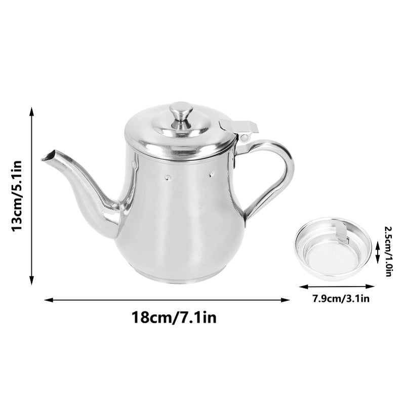 OUKENS Stainless Steel Teapot with Removable Strainer, 30oz Gooseneck Pour Over Kettle for Loose Leaf Tea & Pour-Over Coffee, Modern Silver small coffee Tea Pot Infuser for 1-3 People, Home, Kitchen, Hotel - Image 3