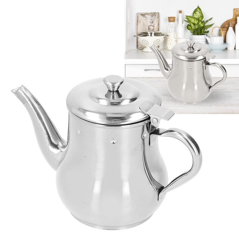 OUKENS Stainless Steel Teapot with Removable Strainer, 30oz Gooseneck Pour Over Kettle for Loose Leaf Tea & Pour-Over Coffee, Modern Silver small coffee Tea Pot Infuser for 1-3 People, Home, Kitchen, Hotel - Image 4