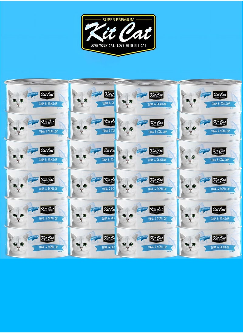 Kit Cat Kit Cat (24 packs) wet food with Tuna & Scallop flavor for small and large cats / 80 grams  - Image 1