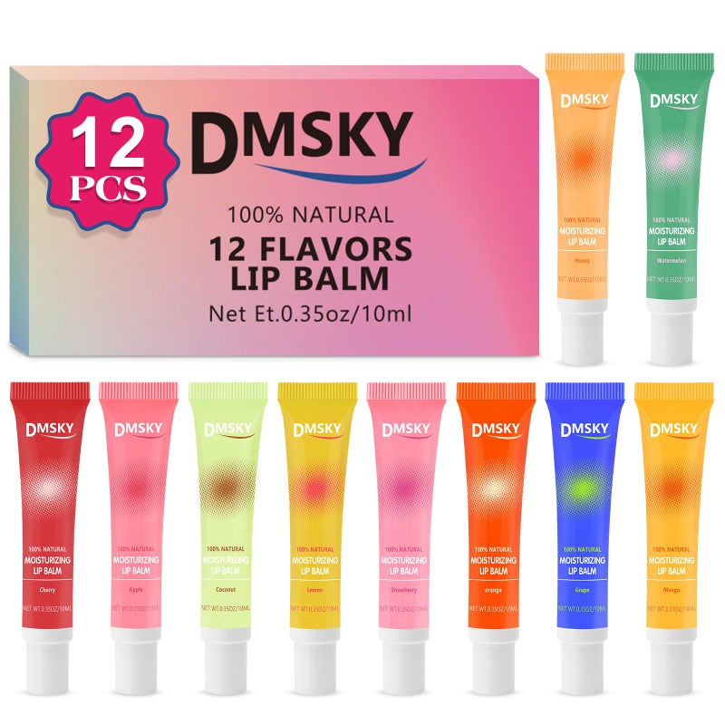 Dmsky Lip Gloss Bulk 12 Pack Hydrating Squeeze Clear Lip Gloss Set with Shea Butter Moisturizing High Shine Glossy Lip Oil for Dry Chapped Lips12 Flavors