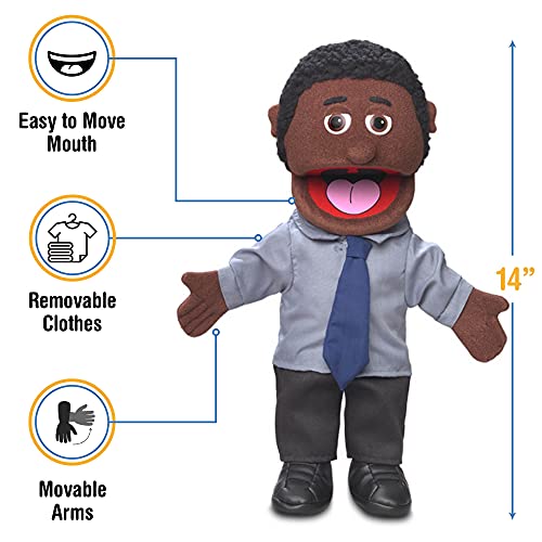 Silly Puppets 14" Calvin, Black Dad/Businessman, Hand Puppet - Image 3