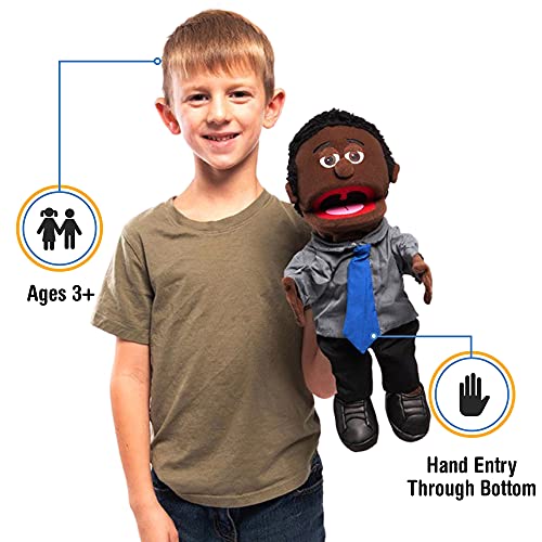 Silly Puppets 14" Calvin, Black Dad/Businessman, Hand Puppet - Image 2