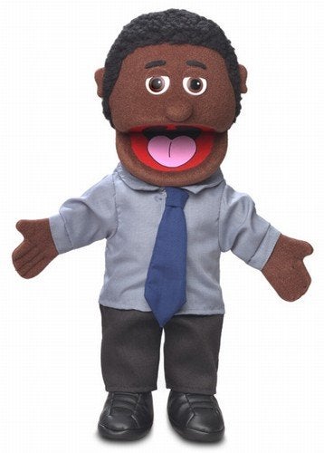 Silly Puppets 14" Calvin, Black Dad/Businessman, Hand Puppet - Image 1