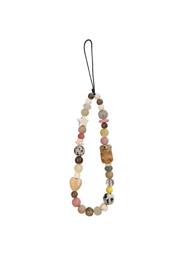 NIBEMINENT Phone Charm/ Chain Strap for Women Girls,Ceramic Teddy Bear Cell Phone Case Lanyard Wrist Strap